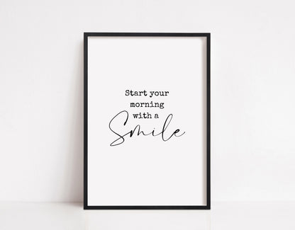 Quote Print | Start Your Morning With A Smile | Motivational Print