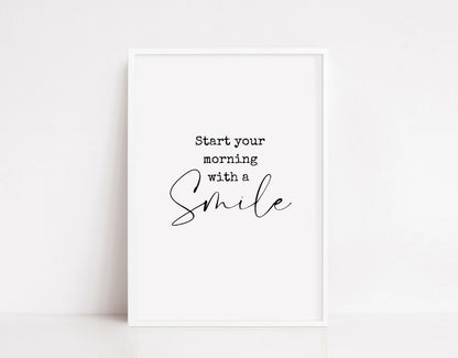 Quote Print | Start Your Morning With A Smile | Motivational Print