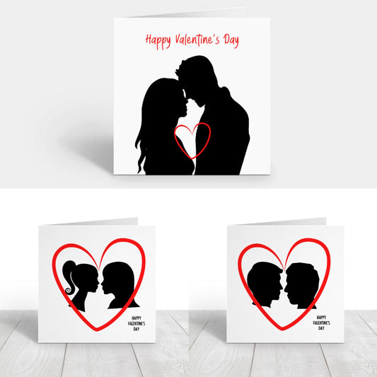 Valentines Card | Couple Silhouette Face | Cute Valentine's Card | Same Sex Card