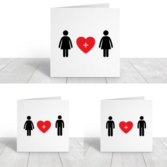 Valentines Card | Couple Stick People | Cute Valentine's Card | Same Sex Card